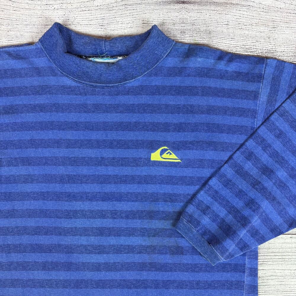 Vintage 1990s Quiksilver Surfing Striped Long Sleeve Shirt